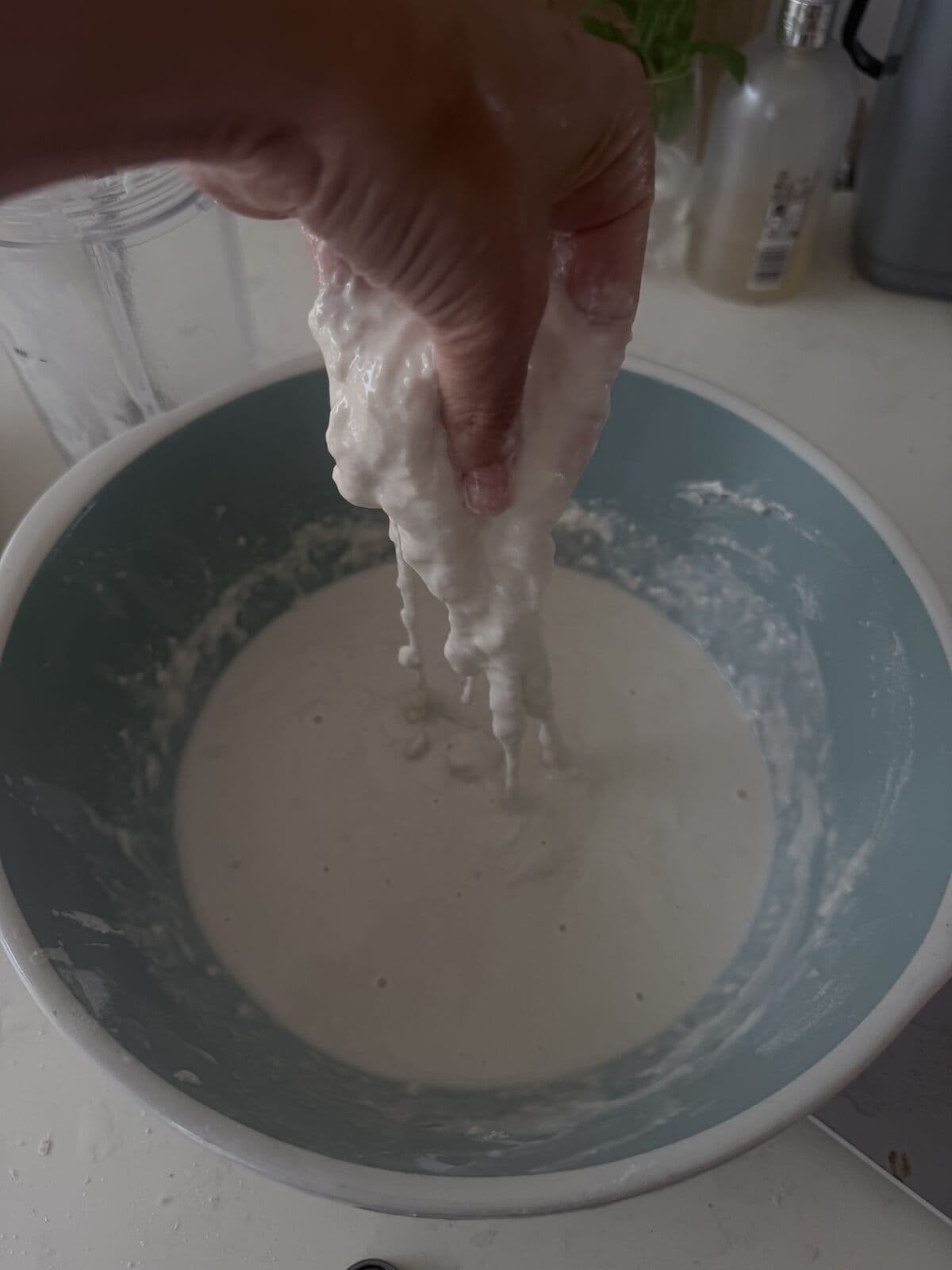 The dough after the bassinage flour addition, now cohesive