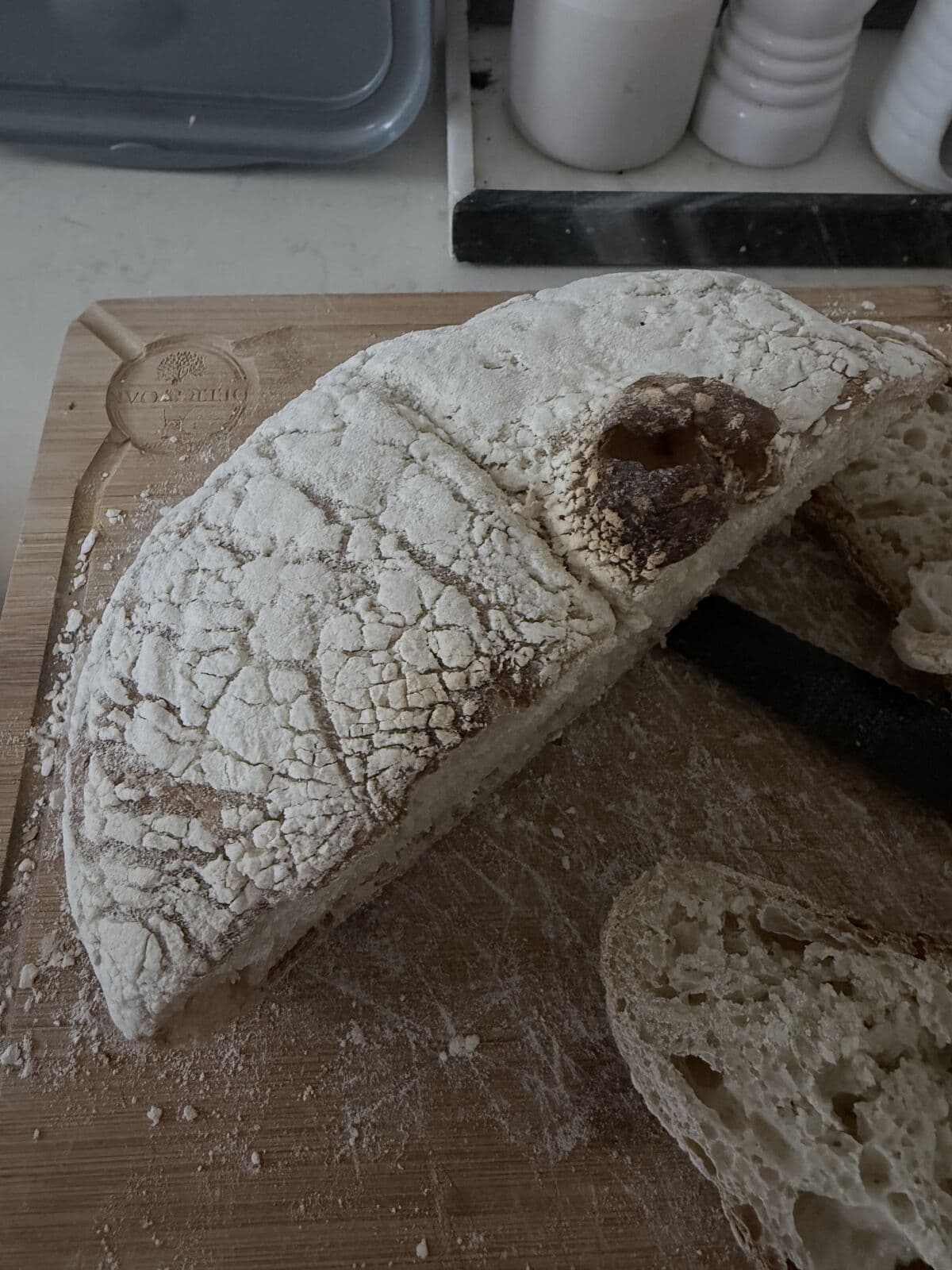 The dough loaded into the cold Dutch oven