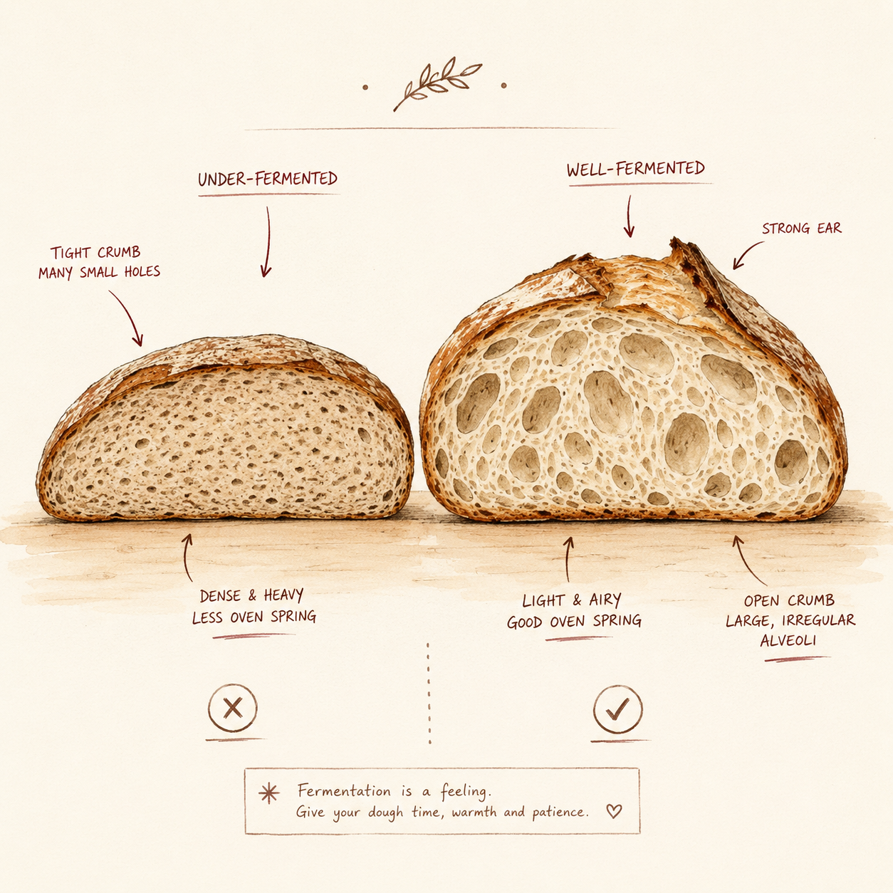 Sourdough crumb and crust comparison
